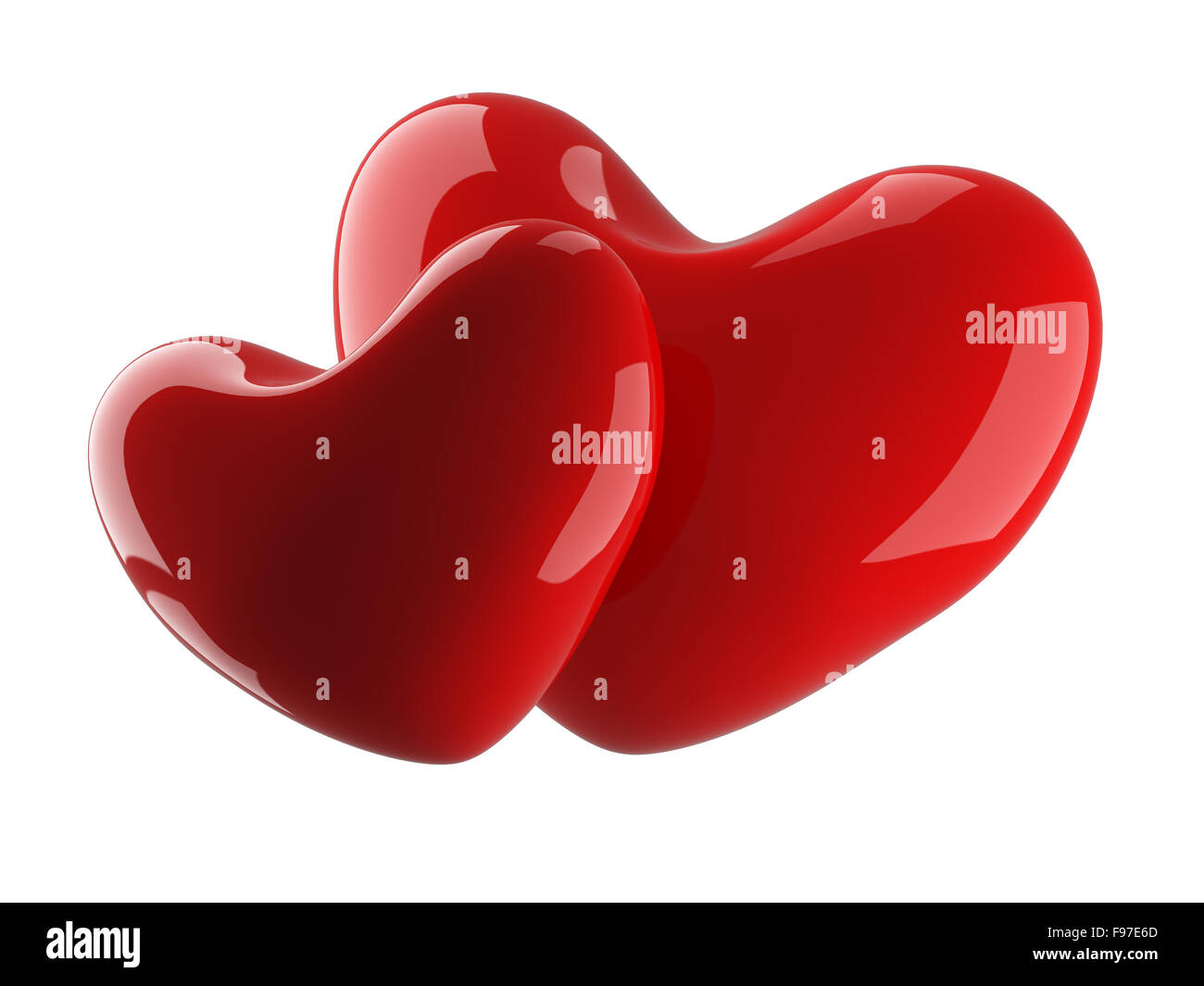 Due cuore isolato su uno sfondo bianco. Immagine 3D. Foto Stock