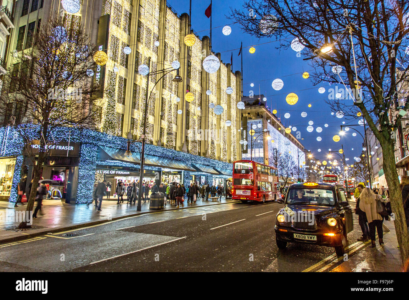 Le luci di Natale a Oxford Street London REGNO UNITO Foto Stock