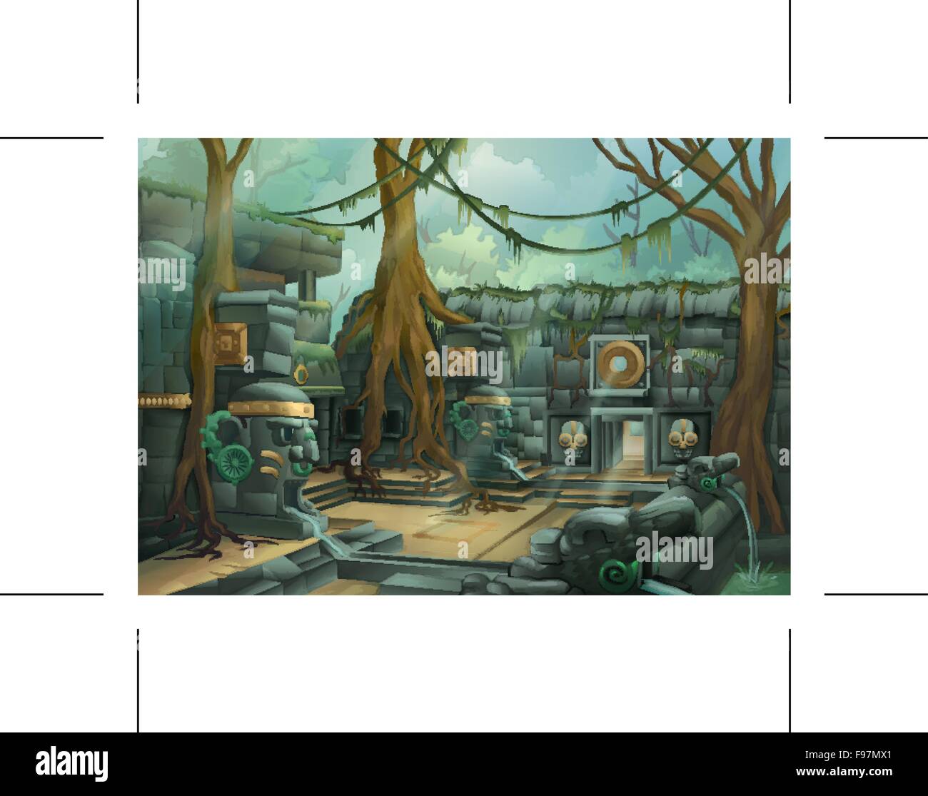 Rovine, jungle illustrazione vettoriale Illustrazione Vettoriale