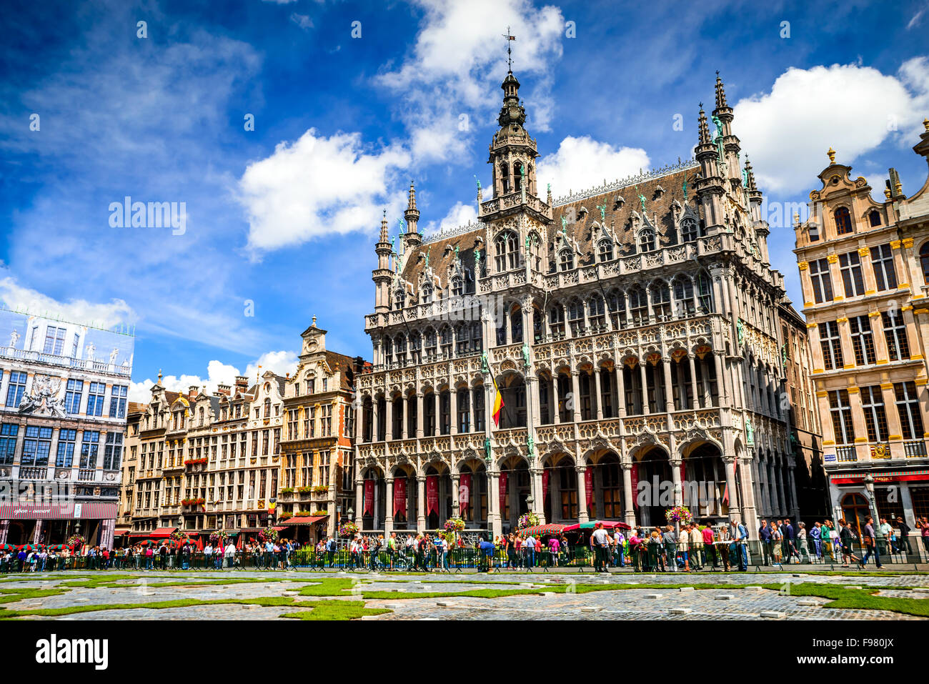 La Grand Place di Bruxelles. Maison du Roi, uno dei più belli in Europa piazze storiche e un "deve vedere" vista di Bruxelles, Belgio. Foto Stock