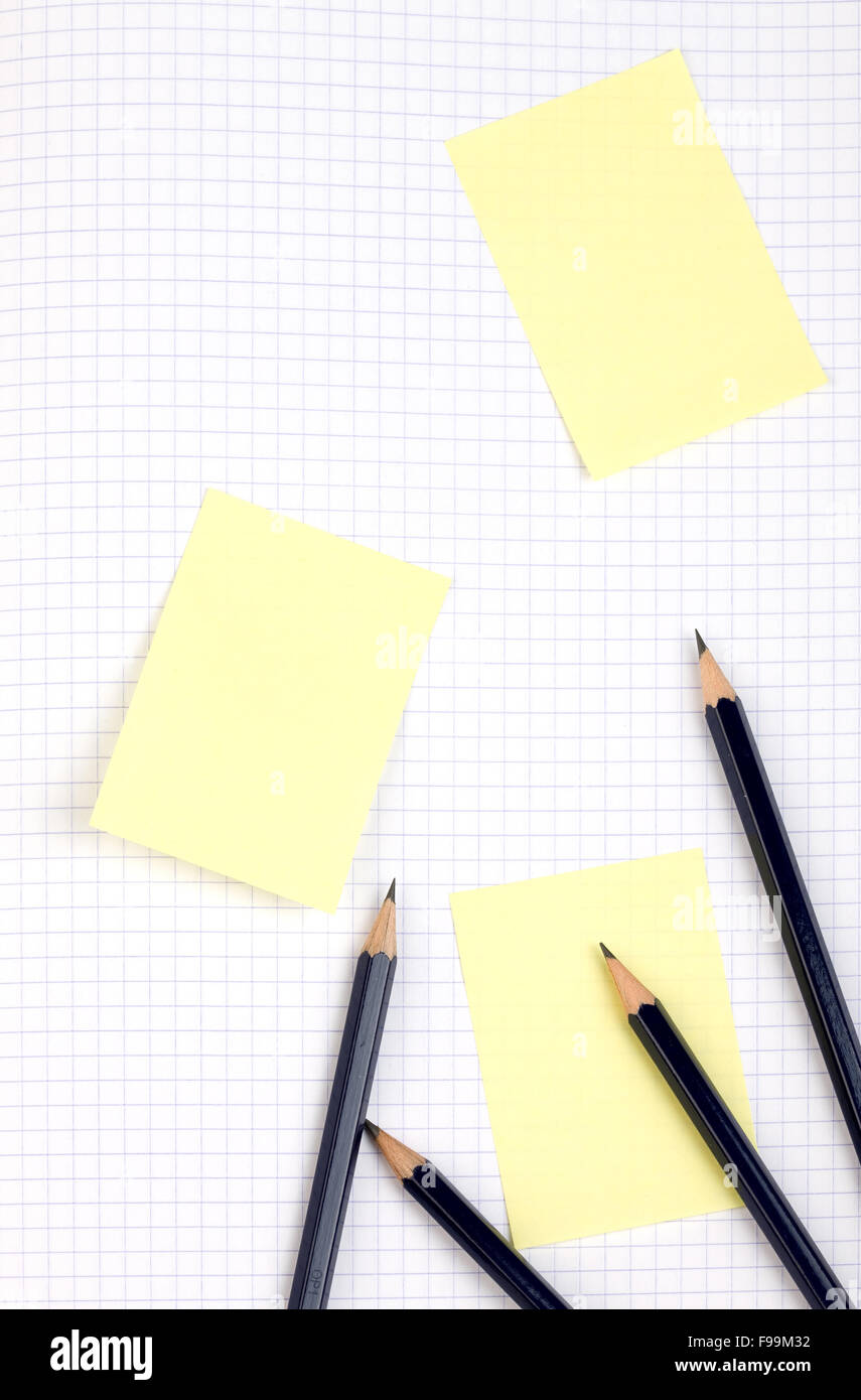 Matita e adesivo Foto Stock