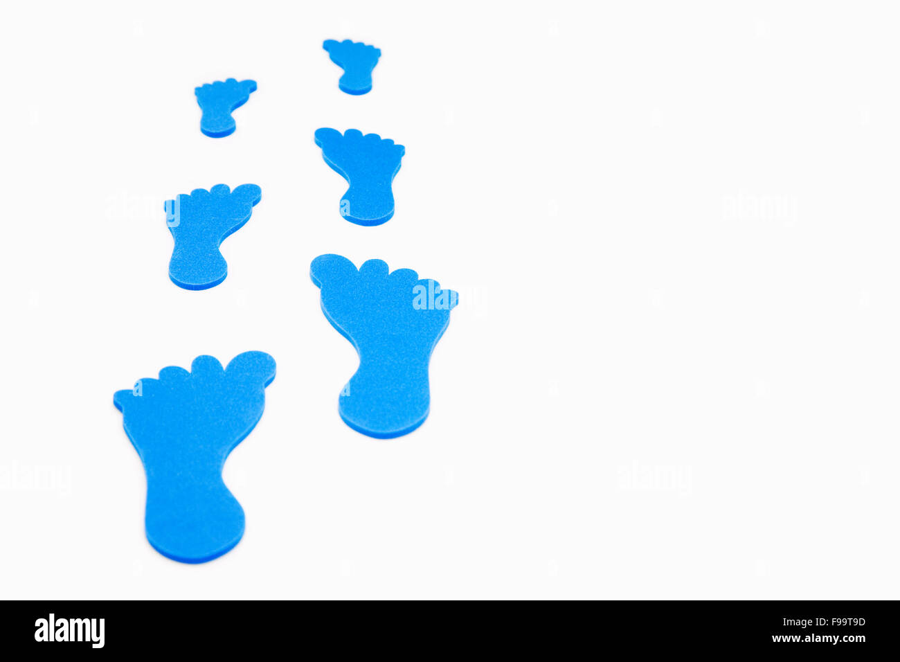 Close up blu con footprint di schiuma Foto Stock