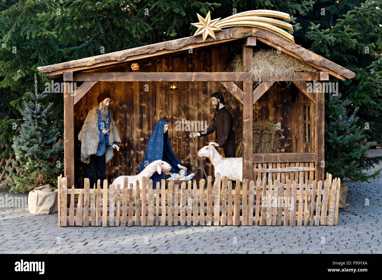 Presepe (Krippe) Tedesco Mercatino di Natale, Rosenheim, Alta Baviera,  Germania, Europa Foto stock - Alamy