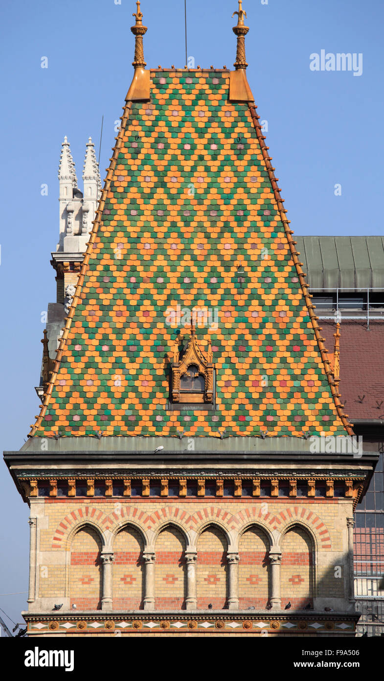 Ungheria, Budapest, Mercato Centrale, tetto, dettaglio, Foto Stock