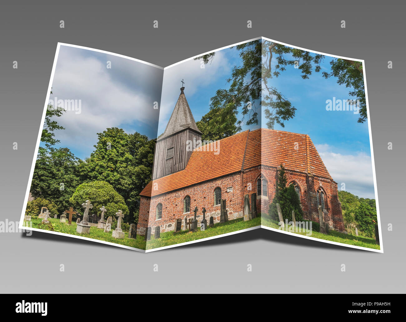 La chiesa del villaggio Zicker lordo, Moenchgut penisola, Ruegen Isola, Meclemburgo-Pomerania Occidentale, Germania, Europa Foto Stock