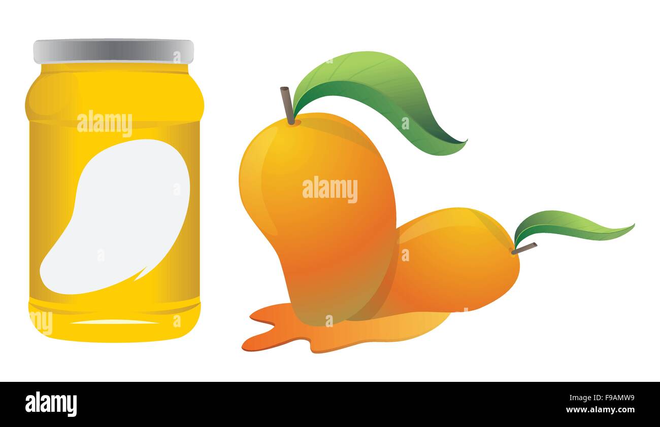 Mango e bottiglia packaging design vettoriali Illustrazione Vettoriale