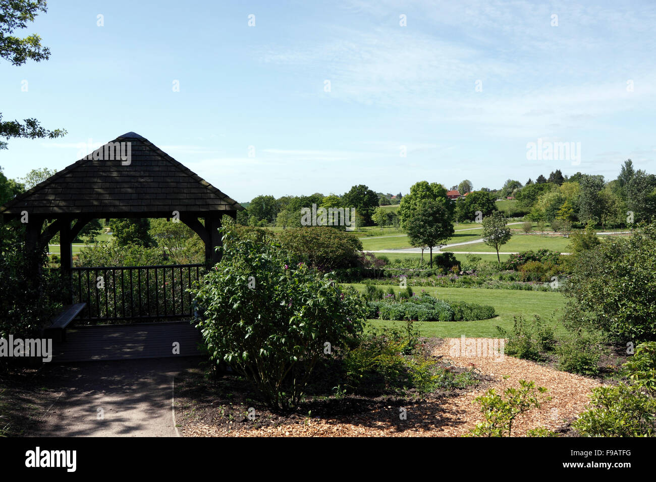 ESSEX paesaggio da RHS HYDE HALL. Regno Unito. Foto Stock