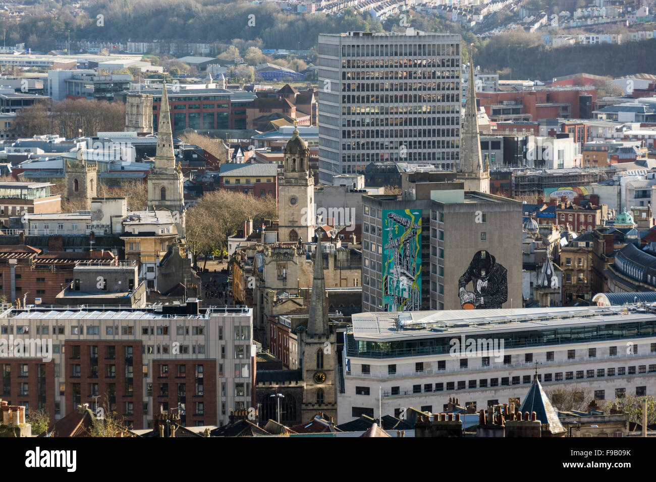 Visualizzare nel centro storico della città di Bristol dal campus universitario area. Foto Stock