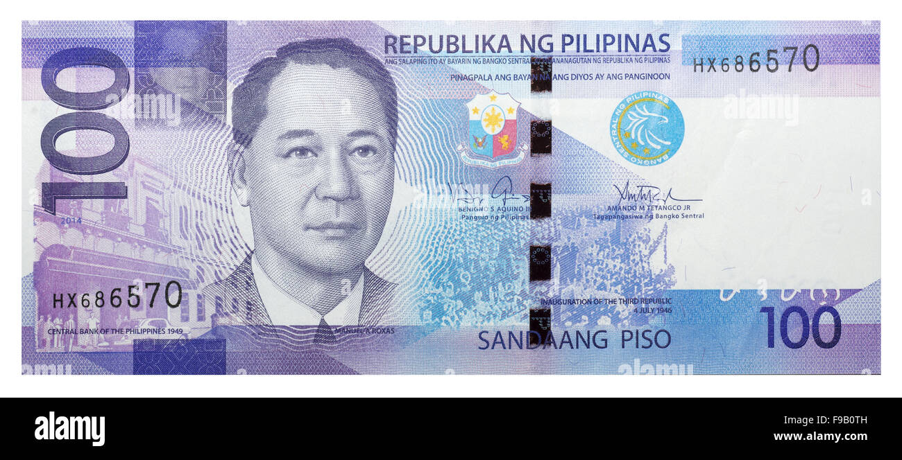 Banconote 100 Philippine peso Foto Stock