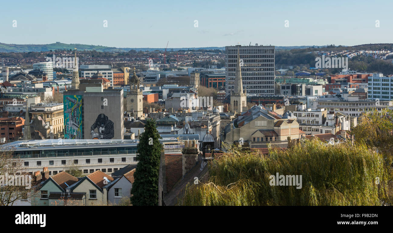 Visualizzare nel centro storico della città di Bristol dal campus universitario area. Foto Stock