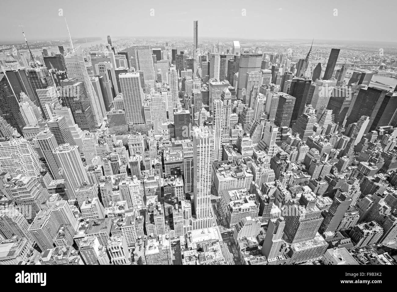 Bianco e nero tonica vista aerea di Manhattan, New York City, Stati Uniti d'America. Foto Stock