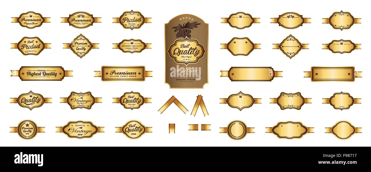 Oro premium luxury le etichette e le etichette vuote Illustrazione Vettoriale