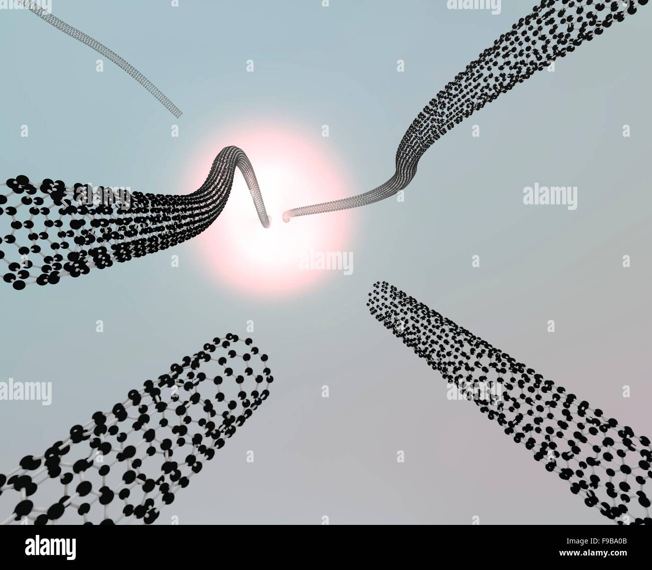 Immagine concettuale che illustra i nanotubi di carbonio essendo prodotta, o â€˜grownâ€™ Foto Stock
