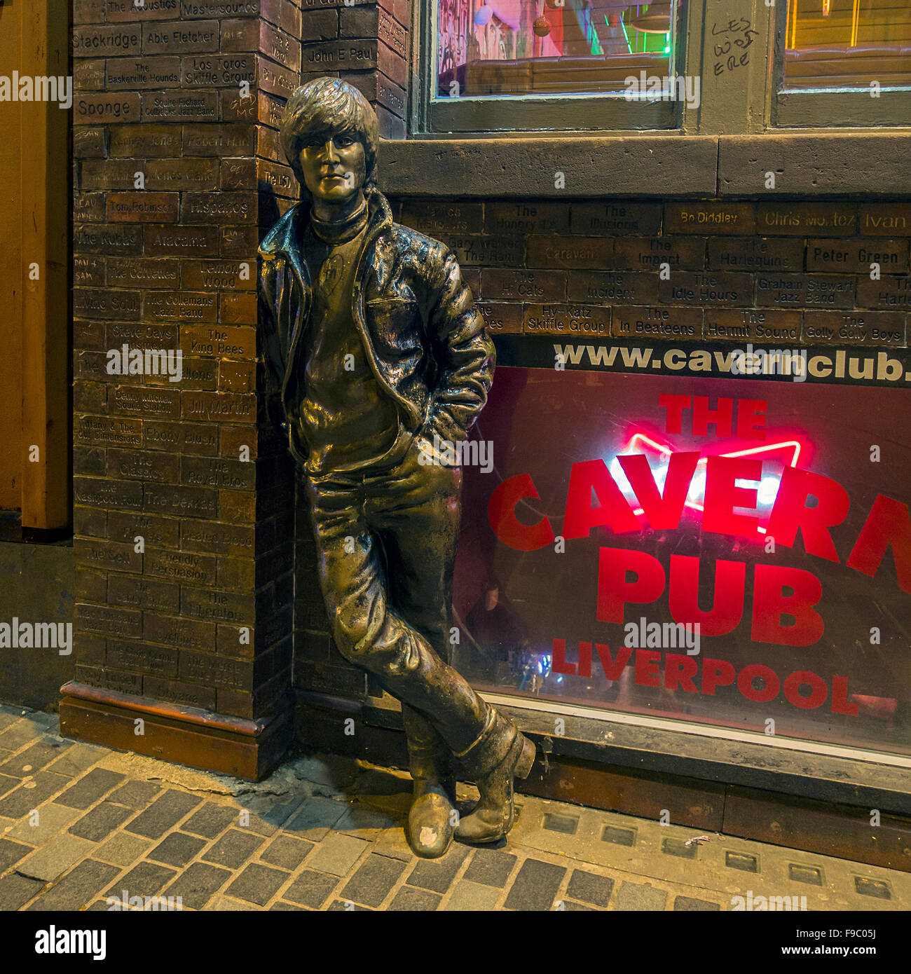 John Lennon statua Mathew Street Liverpool Beatles Foto Stock
