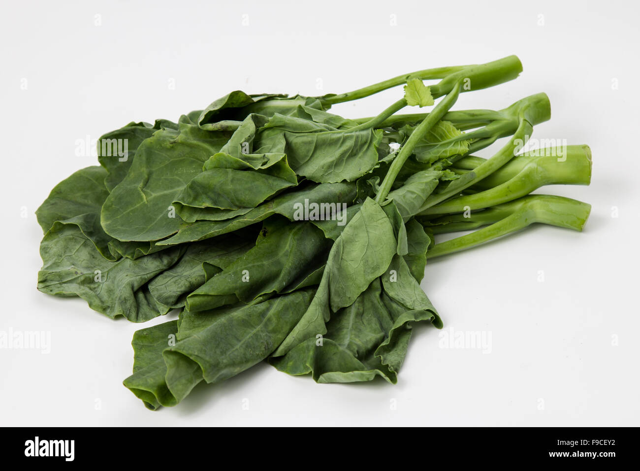 Kai-lan (anche scritto come gai-lan) è il nome cantonese per un ortaggio che è anche noto come broccoli cinesi o cavolo cinese Foto Stock