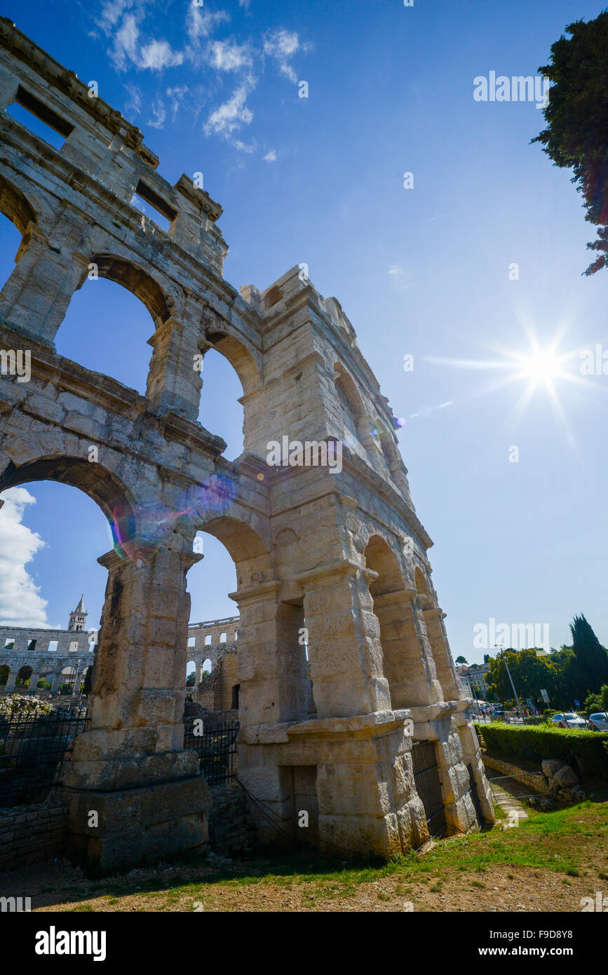 Antico anfiteatro Pola Croazia Adriatis Costa Europa Foto Stock
