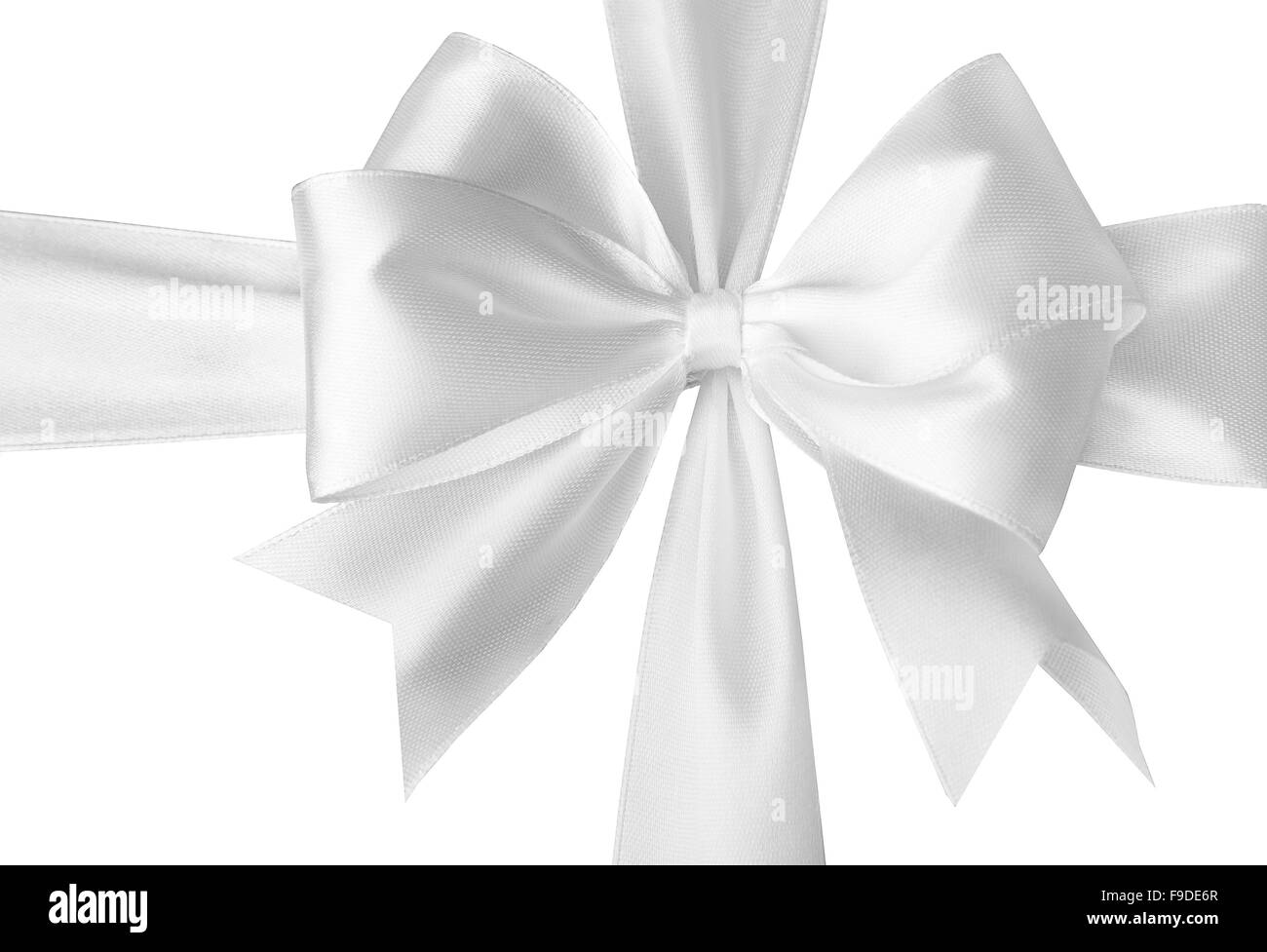 White satin su sfondo bianco. Foto Stock