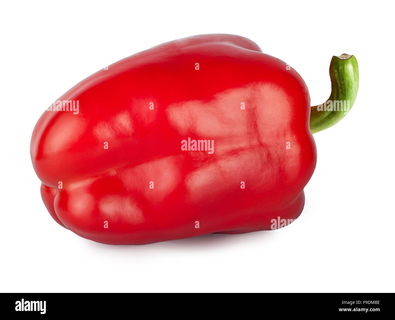 Orizzontale di peperone rosso o capsicum isolati su sfondo bianco Foto Stock