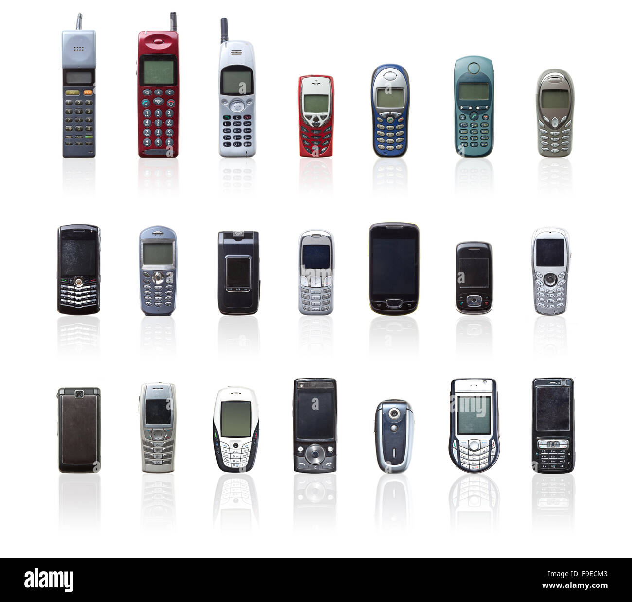 L'annata di raccolta mobile su sfondo bianco Foto Stock