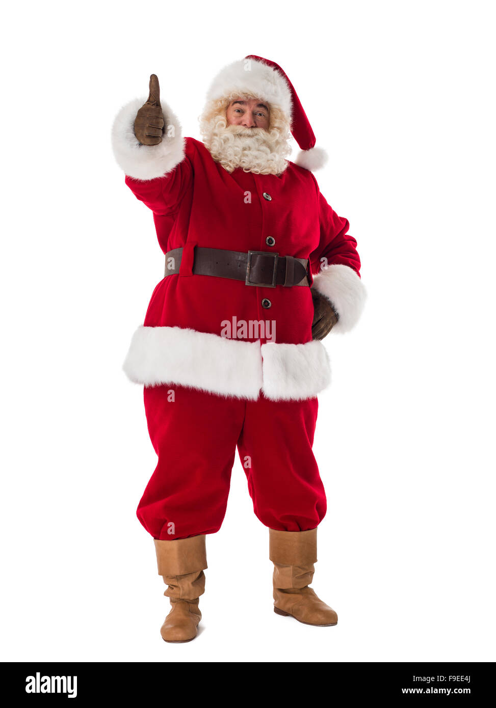 Santa Claus ritratto. Pollice in alto e sorridente Foto Stock