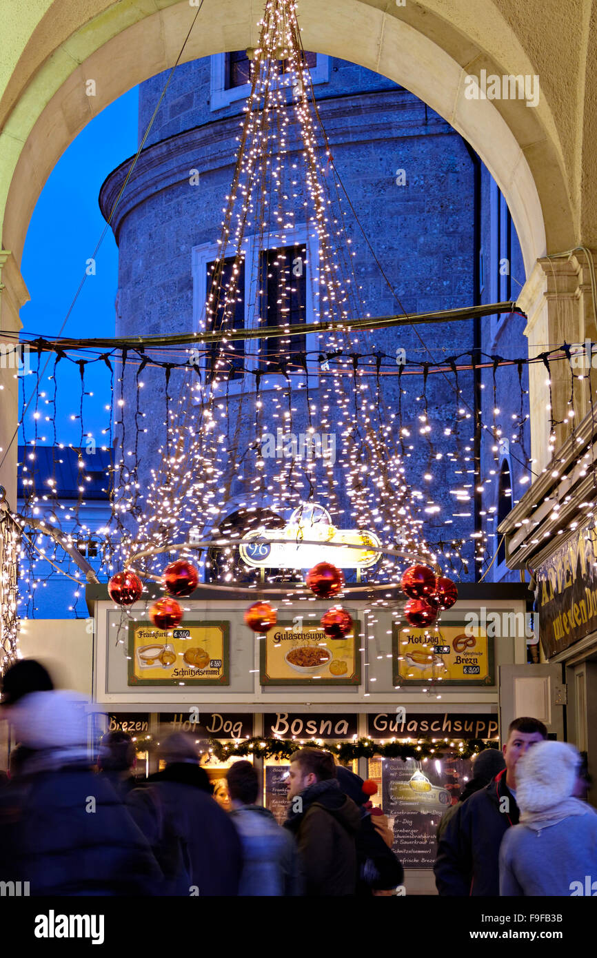 Austrian Mercatino di Natale, Salisburgo, l'Austria, l'Europa. Foto Stock