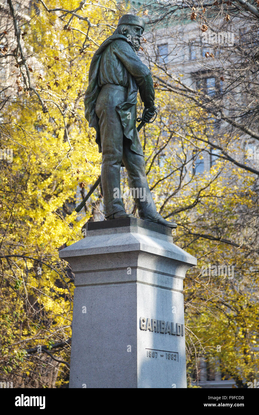 Monumento a Garibaldi, Washington Square East Village di New York City, Stati Uniti d'America Foto Stock