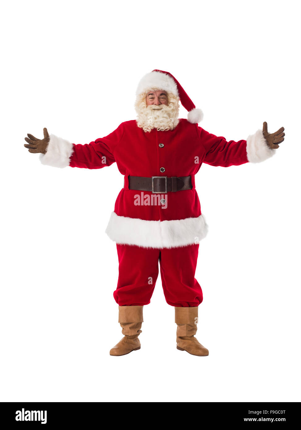 Santa Claus accogliente con mani aperte ritratto completi Foto Stock