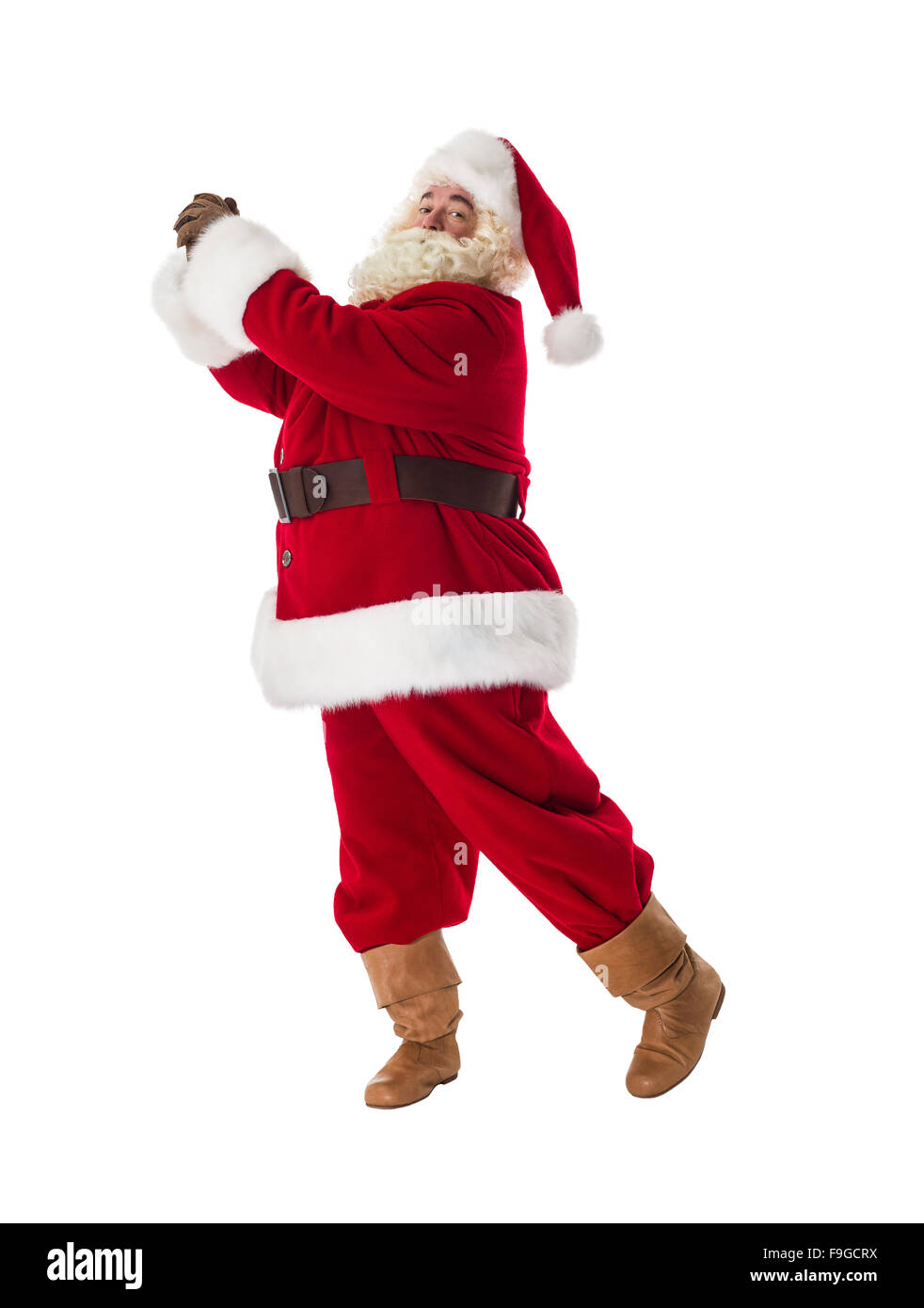 Santa Claus giocando fake golf ritratto completi Foto Stock