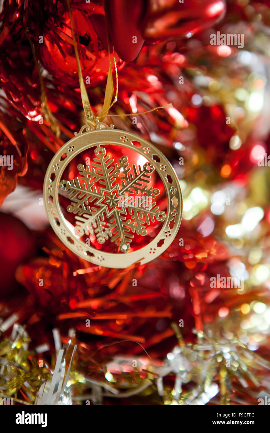 Close up di Natale ornamenti Foto Stock