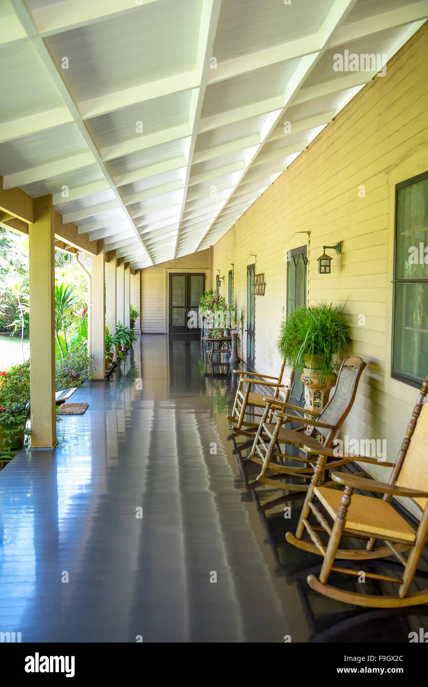 Portico a Grove Farm in Lihue, isola di Kauai Foto Stock