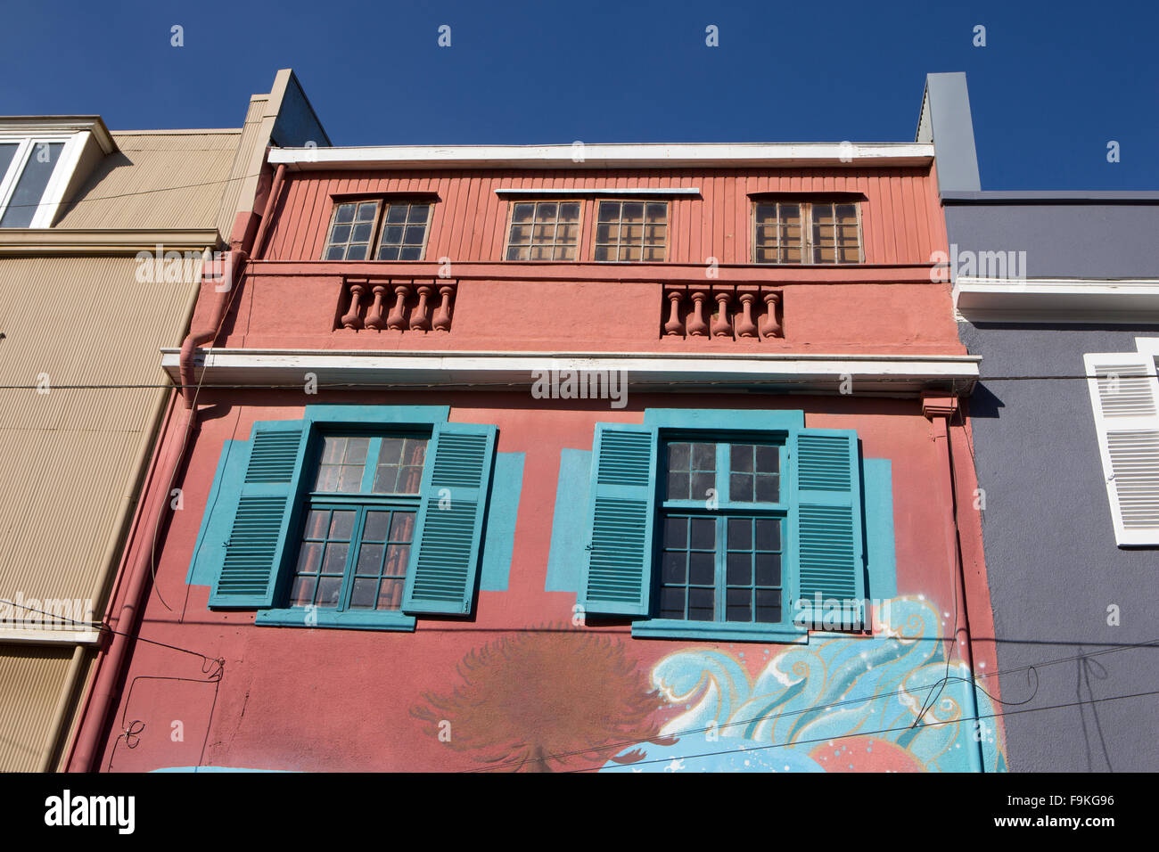 Multi casa colorati, Valparaiso, Cile Foto Stock