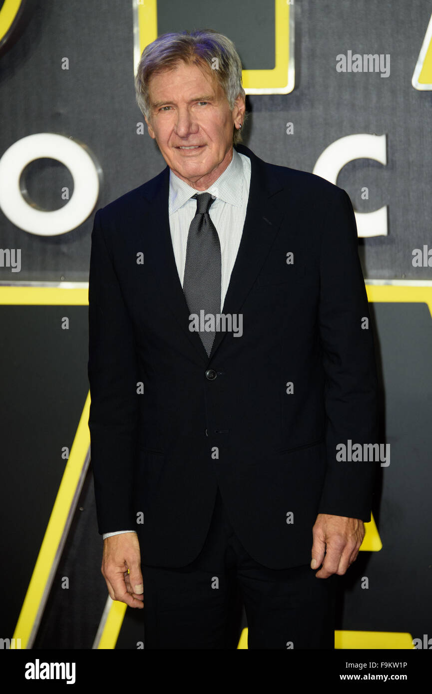 Harrison Ford presso la "Star Wars: La forza risveglia ' premiere a Londra Foto Stock