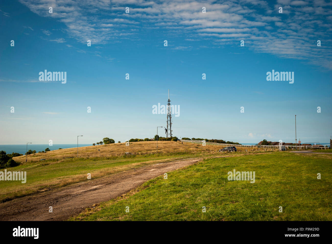 Neolitico Whitehawk Causewayed Enclosure affacciato su Brighton, East Sussex, Regno Unito Foto Stock