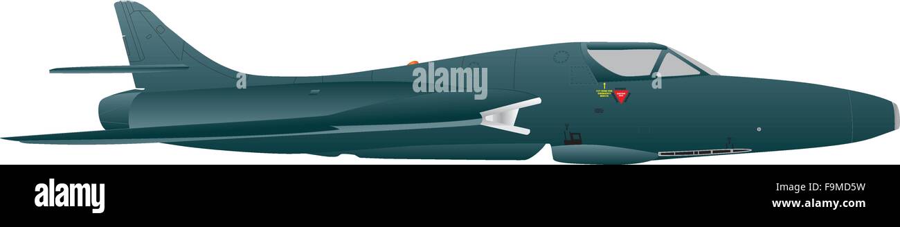 Una vendemmia verde camuffamento Jet Fighter Aircraft isolato su bianco Illustrazione Vettoriale