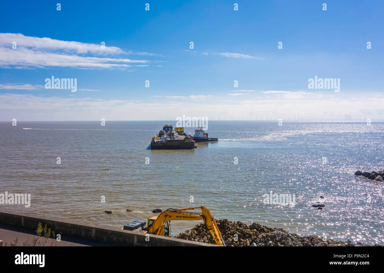 Clacton e Holland sul mare per la protezione delle zone costiere in costruzione Foto Stock