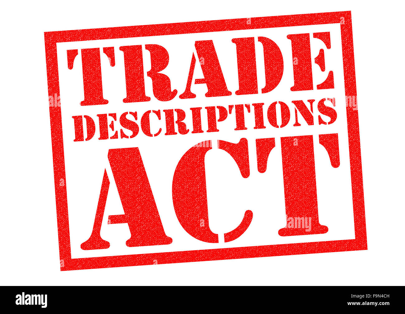 Designazioni commerciali atto rosso timbro di gomma su uno sfondo bianco. Foto Stock