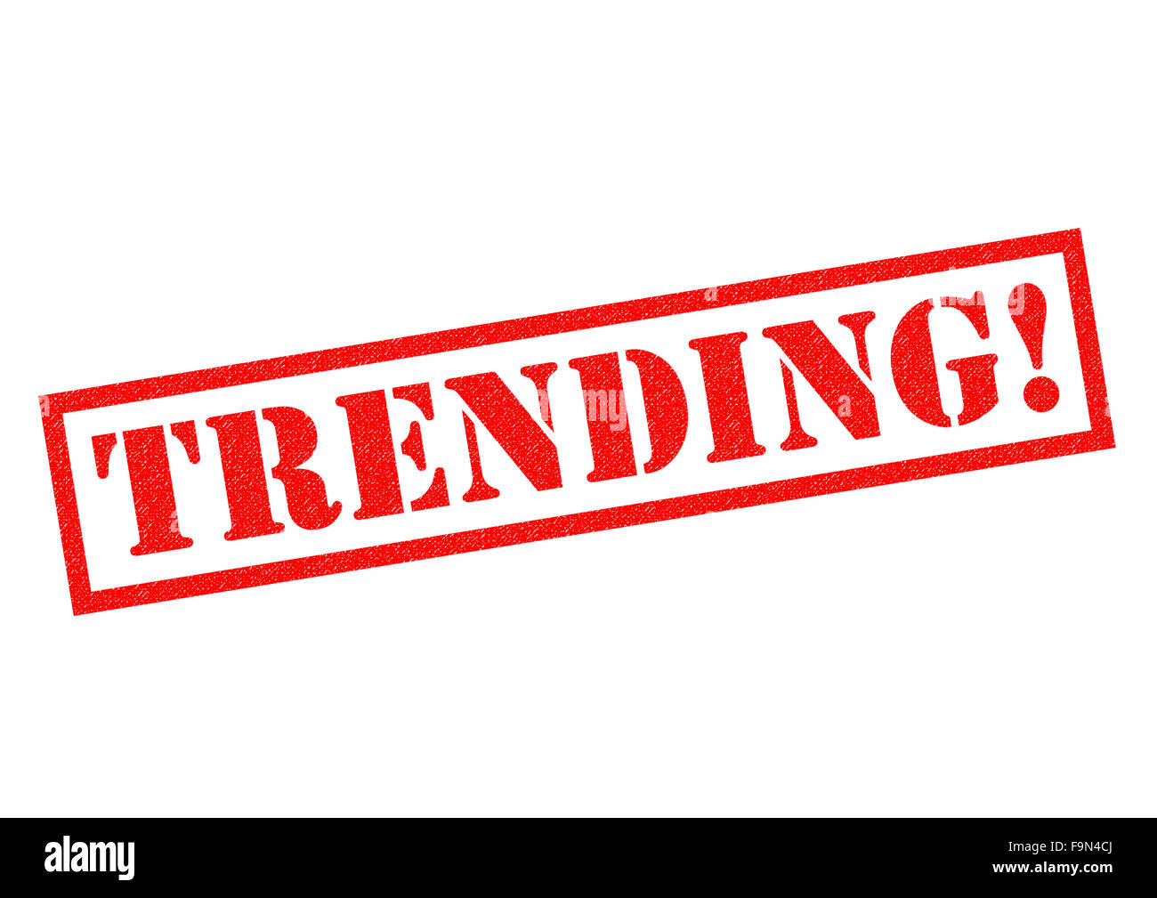 Elaborazione di trend! Rosso timbro di gomma su uno sfondo bianco. Foto Stock