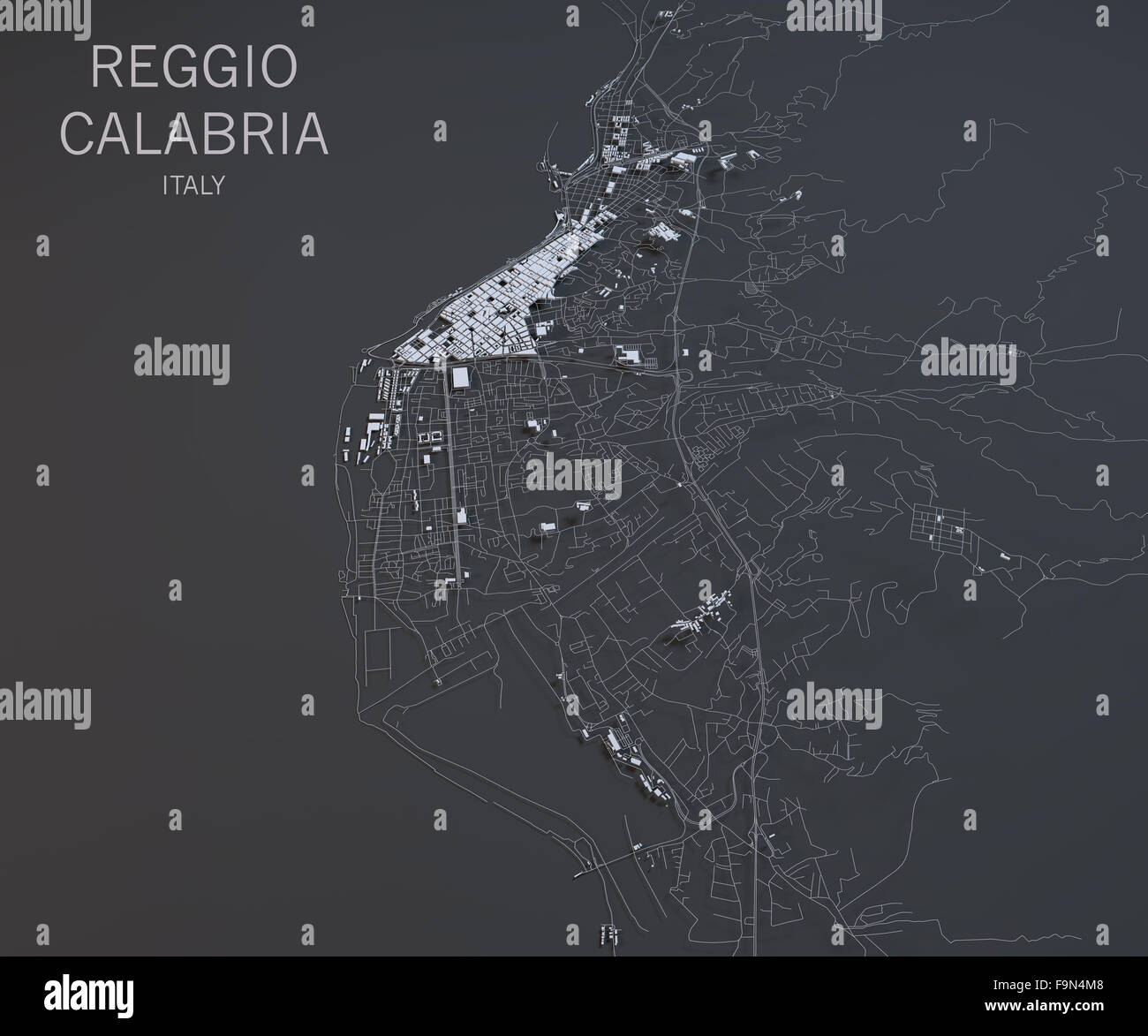 Reggio Calabria, vista satellitare, Calabria, Italia Foto Stock