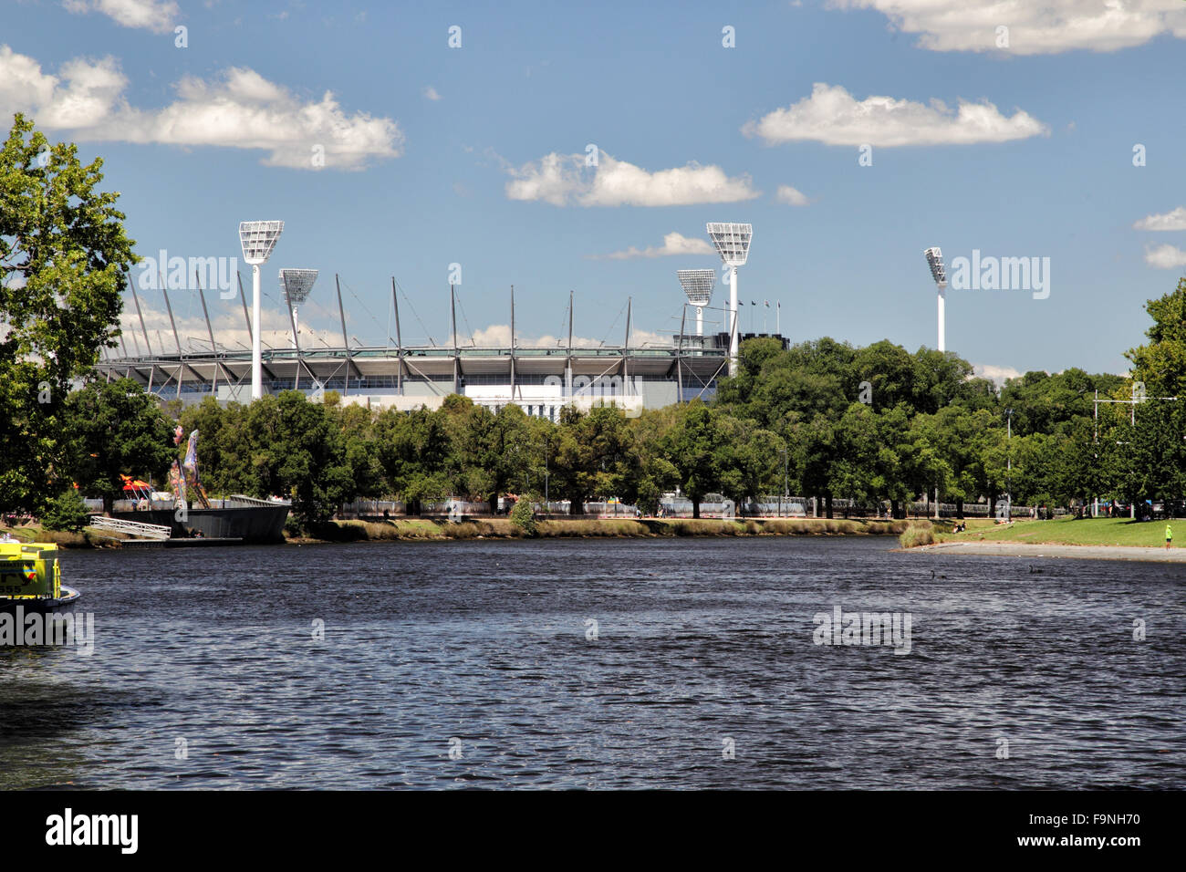 Melbourne Cricket Ground e il fiume Yarra a Melbourne, Victoria, Australia. Foto Stock