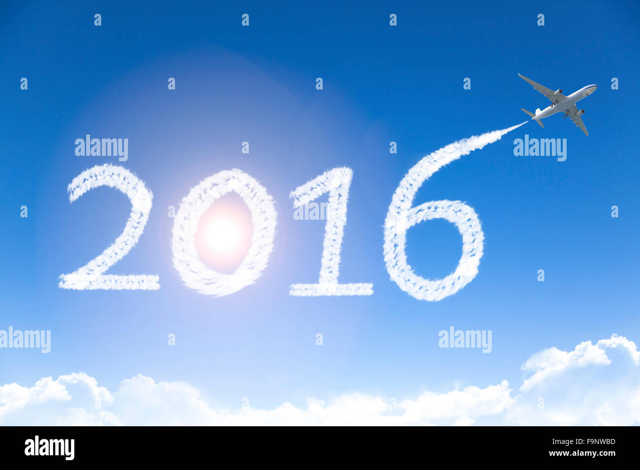 Felice anno nuovo 2016 disegno in aereo nel cielo Foto Stock