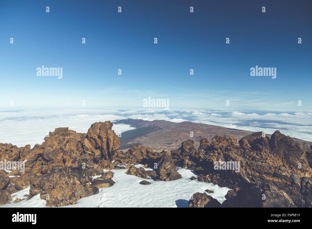 Sopra le nuvole vista dal vulcano Teide, Tenerife, Isole canarie, Spagna Foto Stock
