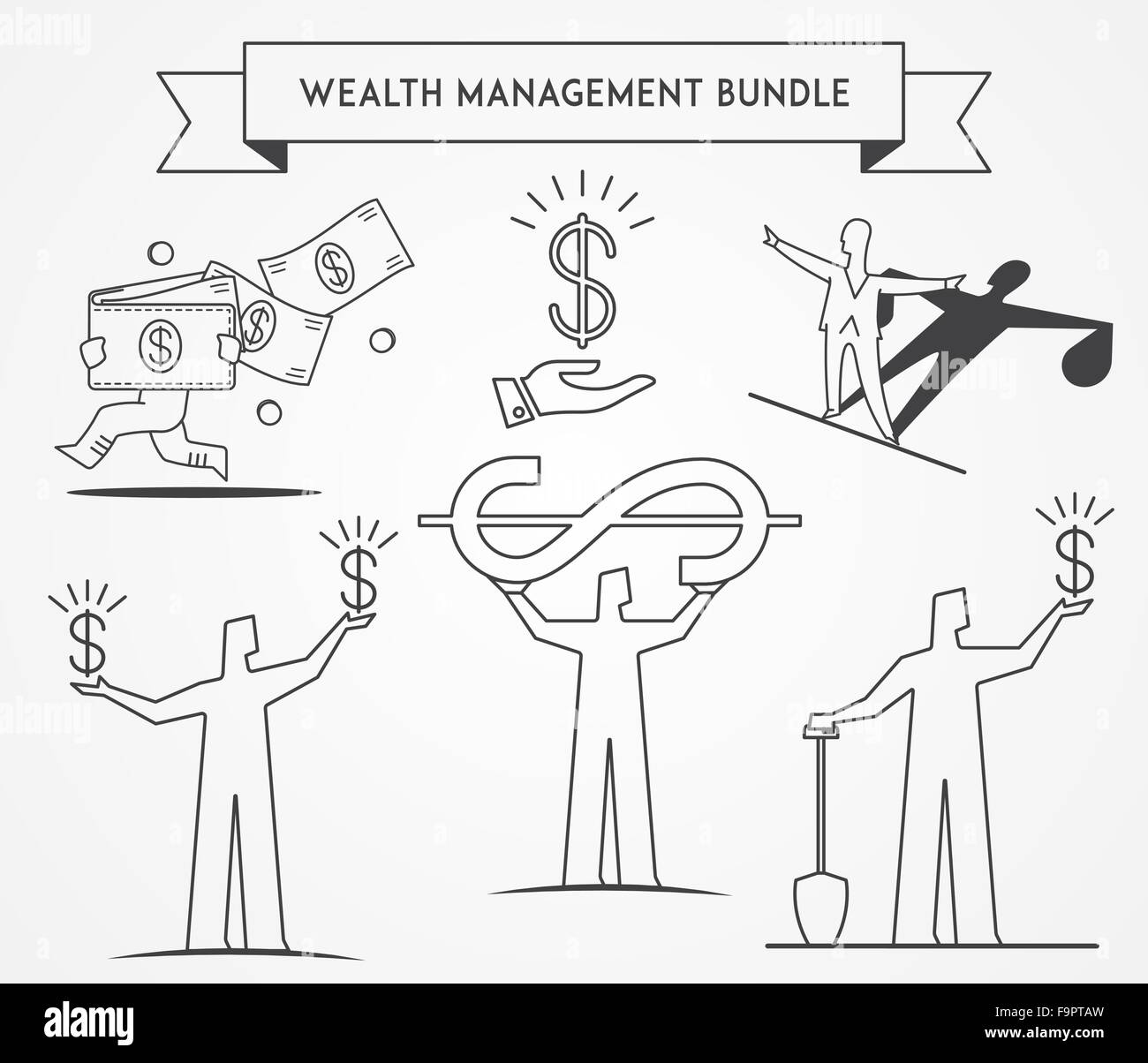 Wealth Management di badge di consulenti e di creste per qualsiasi impiego Illustrazione Vettoriale