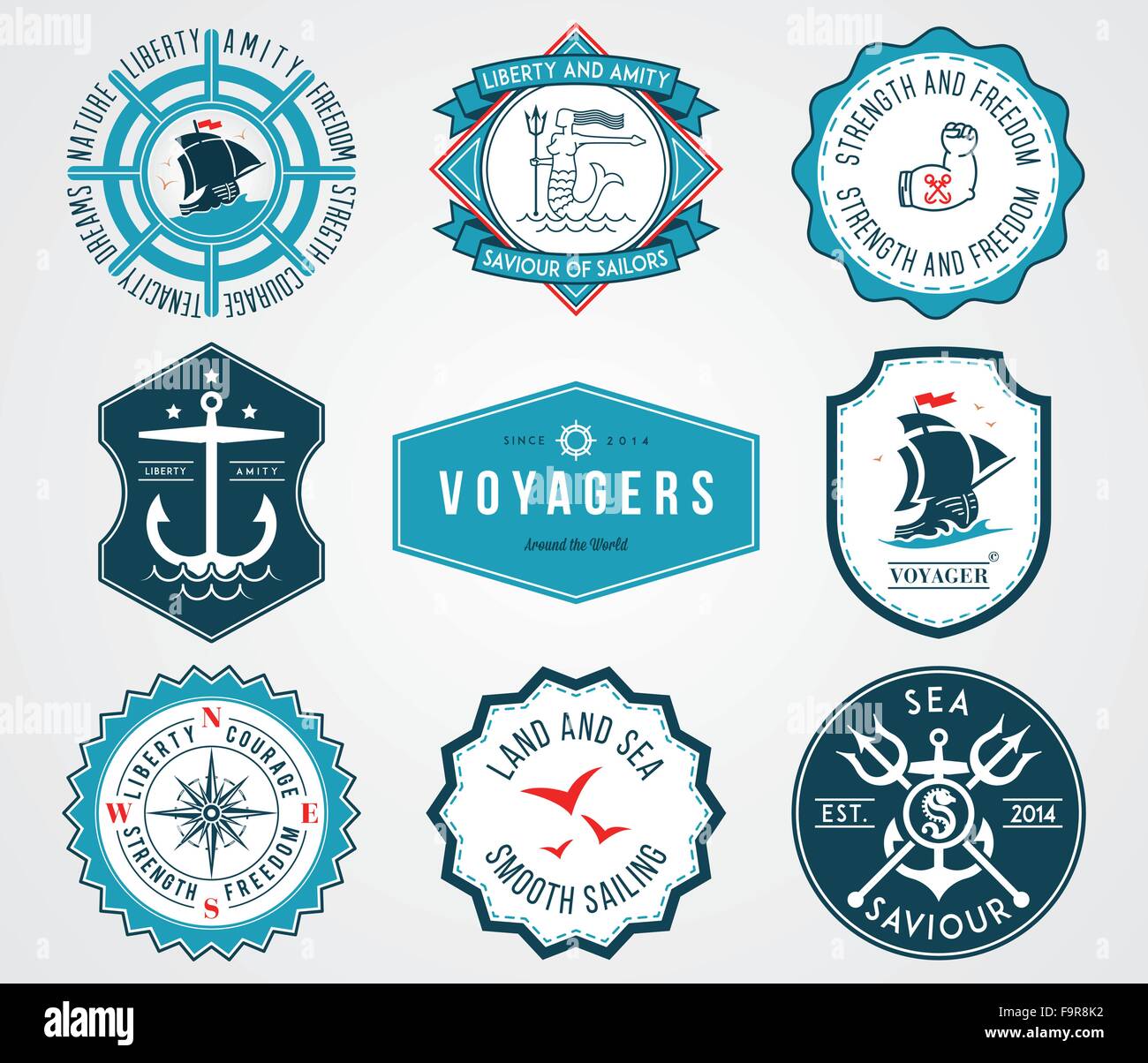 Vettore i badge del mare per qualsiasi impiego Illustrazione Vettoriale
