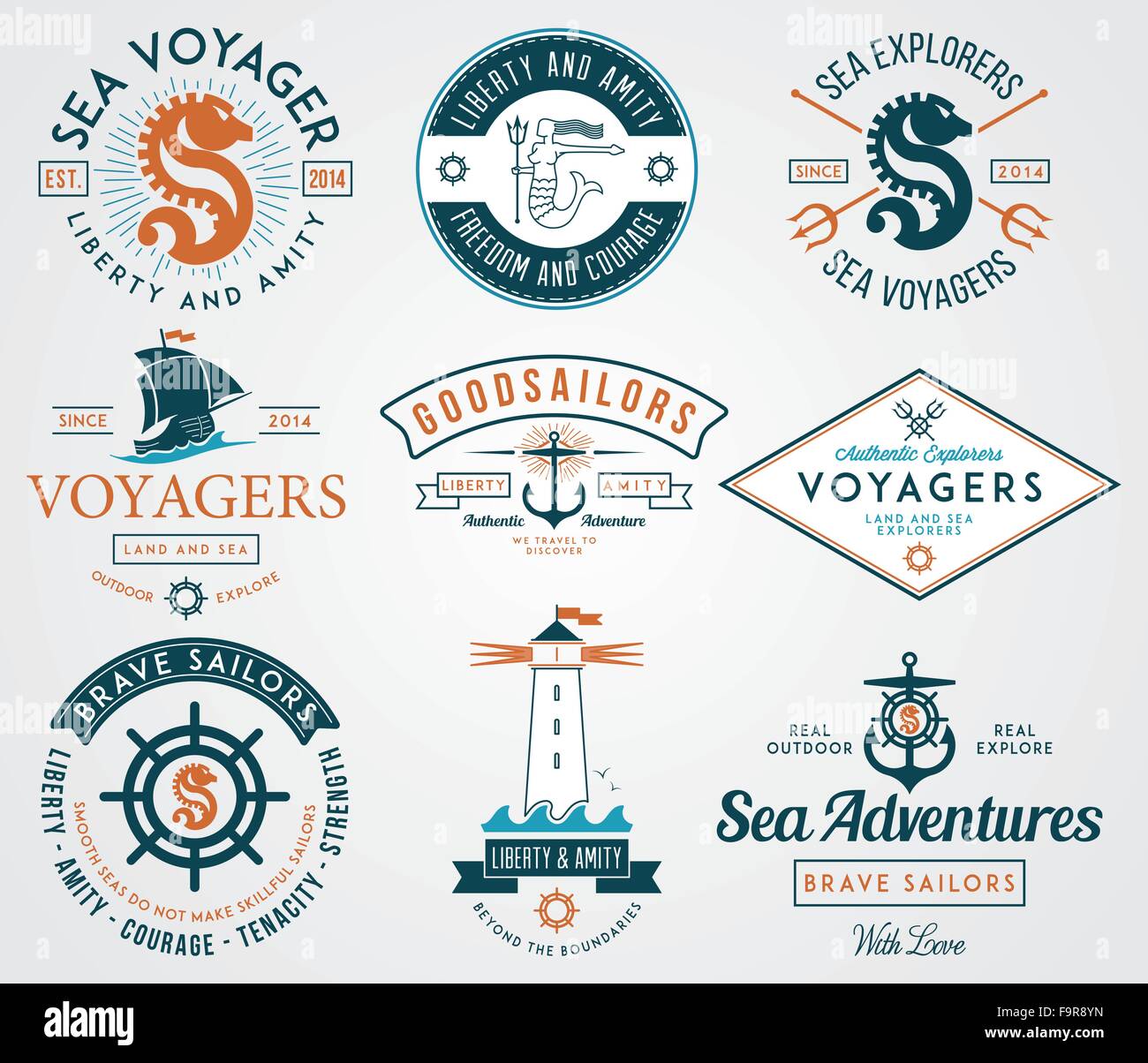 Vettore i badge del mare per qualsiasi impiego Illustrazione Vettoriale