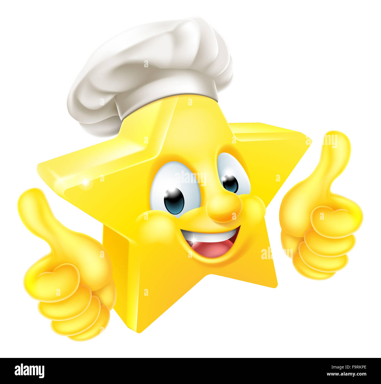 Cartoon star chef gli Emoji emoticon carattere mascotte gining un doppio pollice in alto Foto Stock