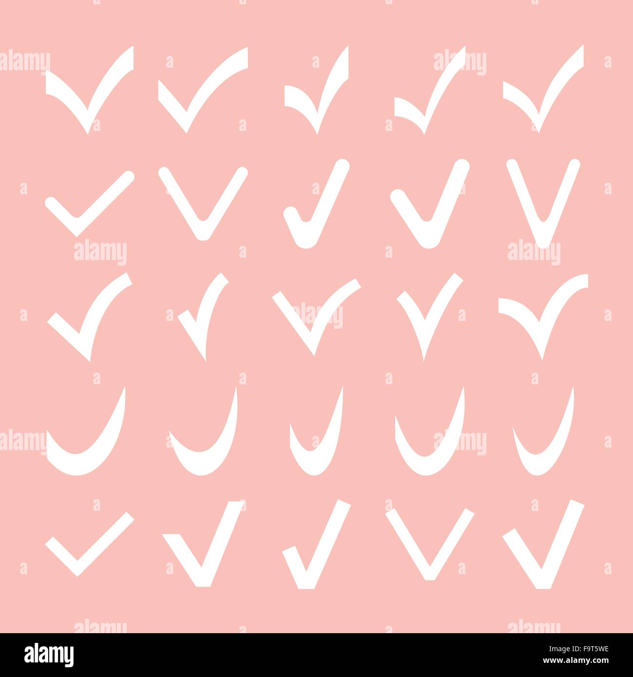 Set di vettore di diversi segni di spunta Illustrazione Vettoriale