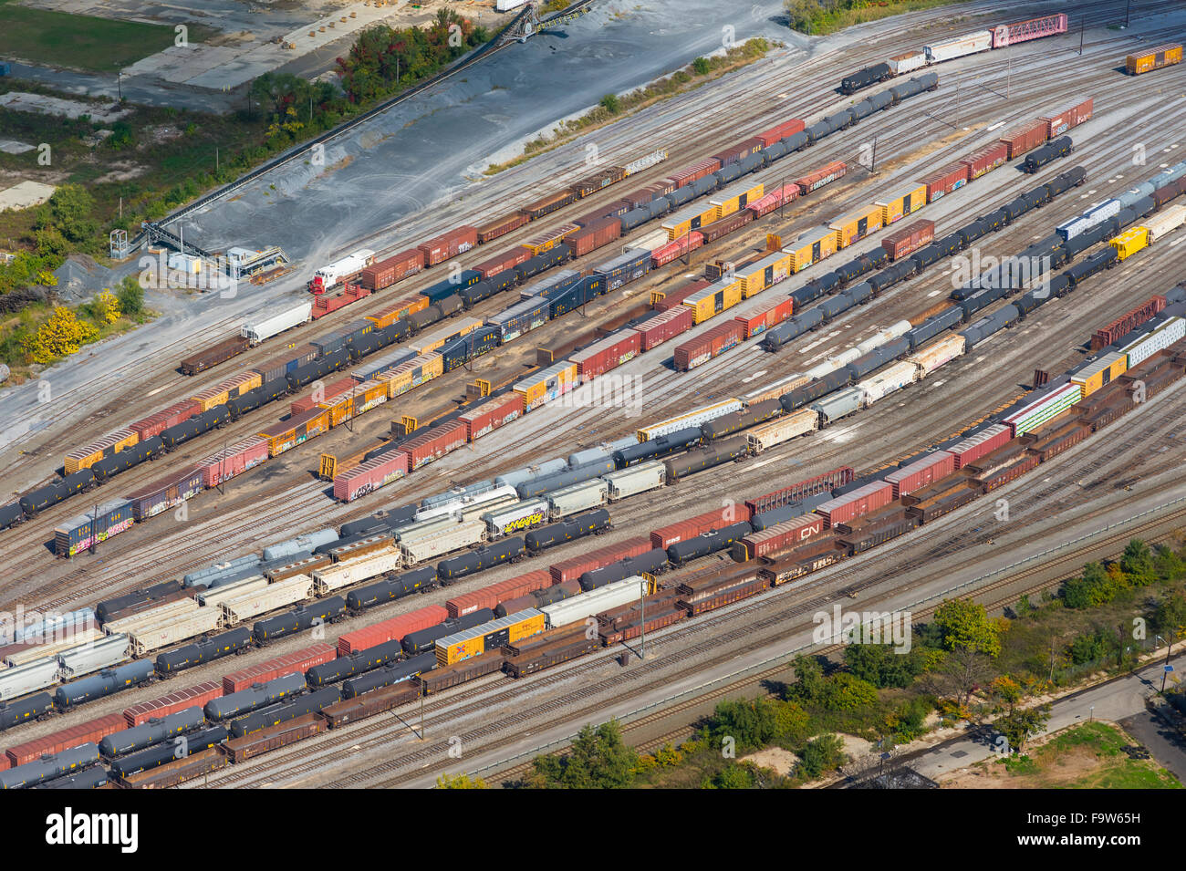 Vista aerea cantiere del treno Foto Stock