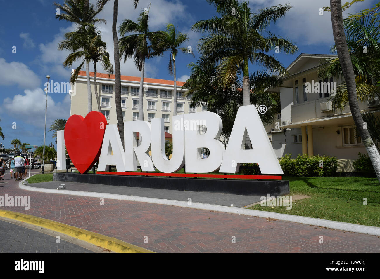 Io amo Aruba segno nei Caraibi Foto Stock