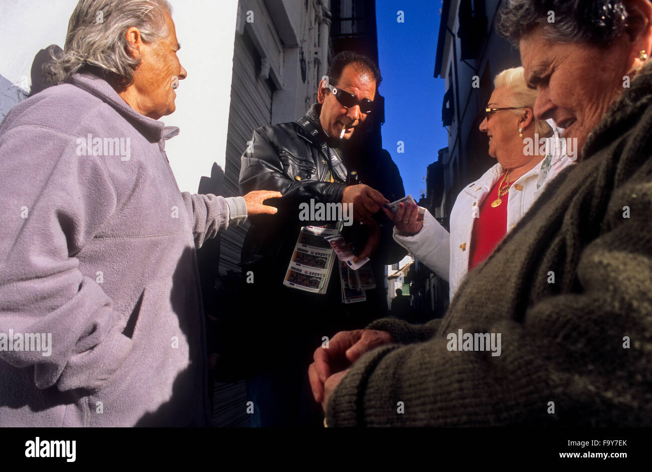 Fornitore di lotteria in Plaza Larga.quartiere Albaicín. Granada, Andalusia, Spagna Foto Stock