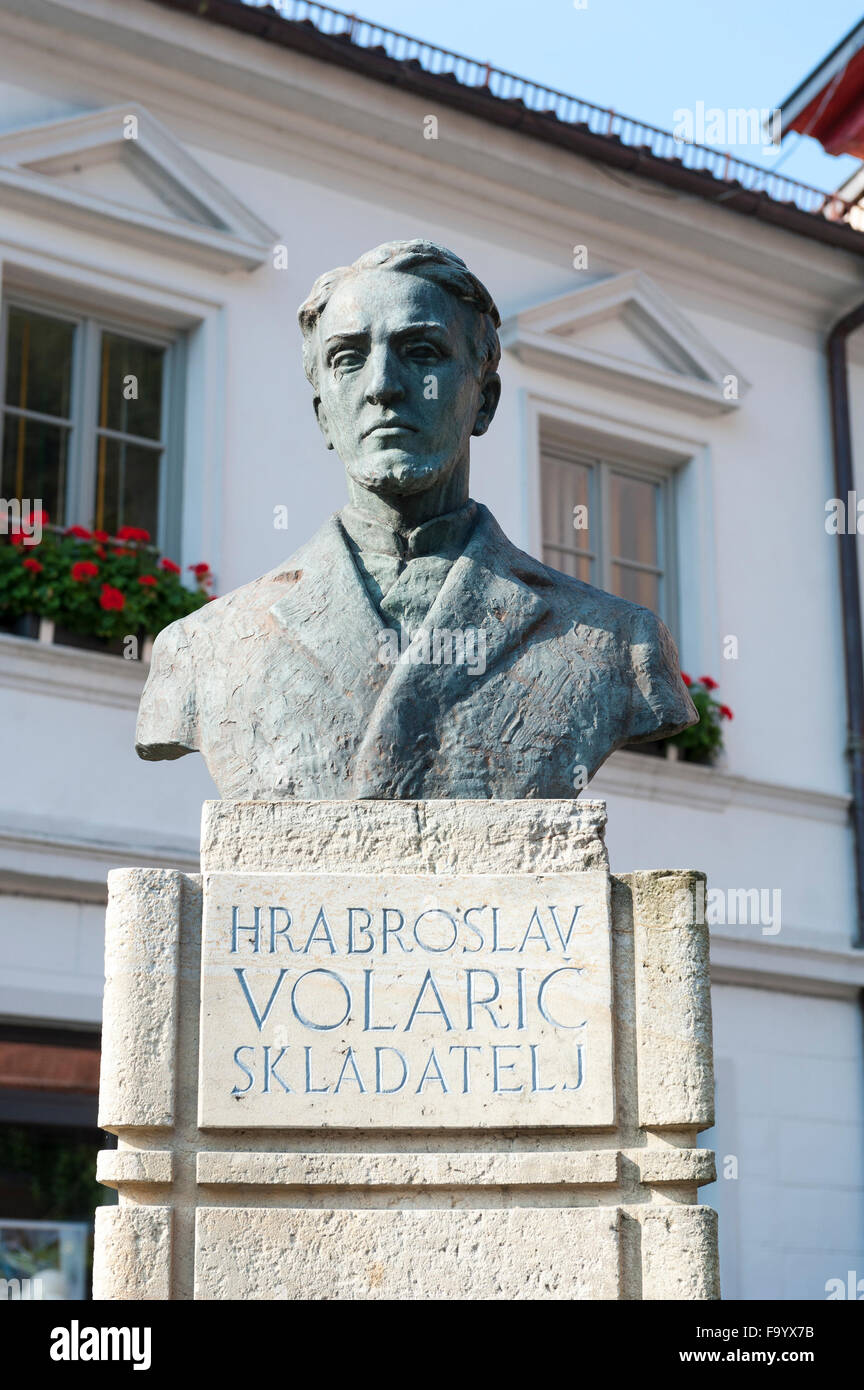 Busto di Hrabroslav Volarič, Kobarid, Gorizia, Litorale sloveno, Slovenia Foto Stock